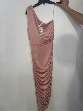 le chateau One-Shoulder Ruched Dusty Pink Dress